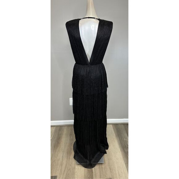 Sabina Musayev Skylar Tiered Metallic Maxi Dress Black Size Small $570 - Picture 10 of 11